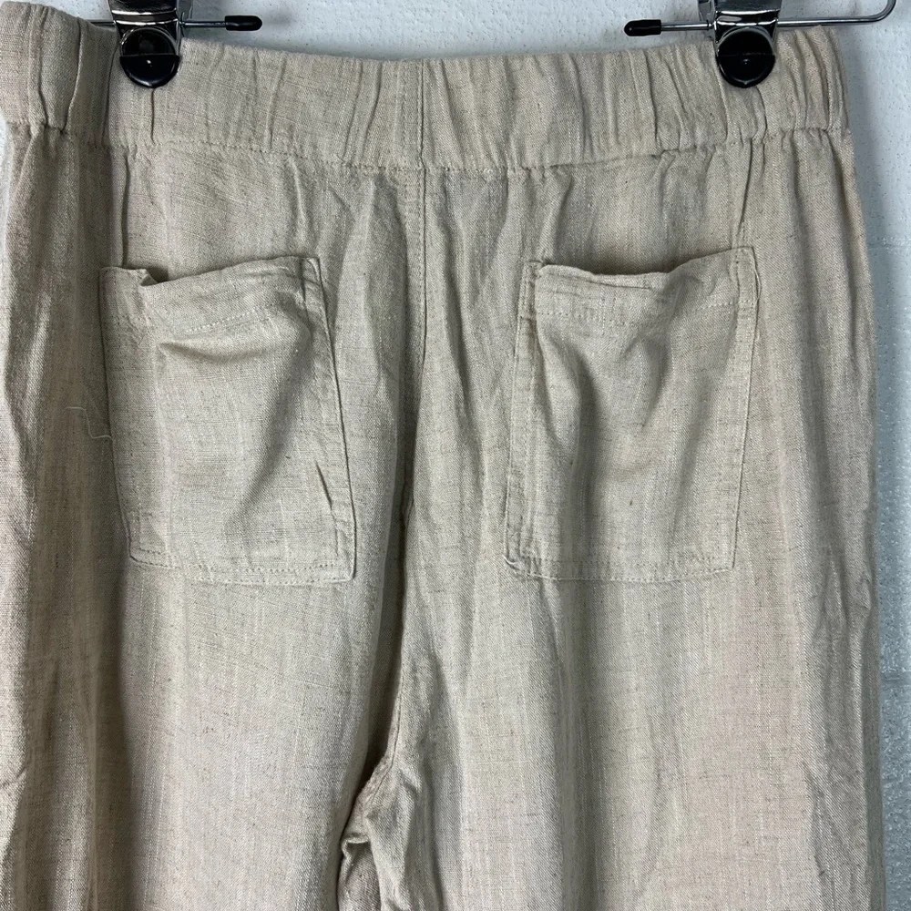 Thread & Supply linen blend‎ cropped pants frayed hem Pull on size Medium euro